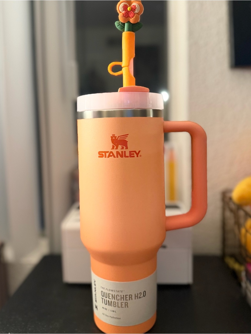 Stanley Coral-Orange Insulated Quencher Tumbler with Handle 40oz